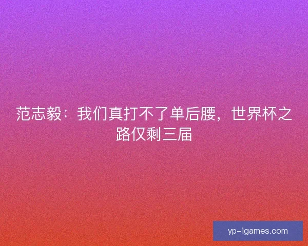 范志毅：我们真打不了单后腰，世界杯之路仅剩三届