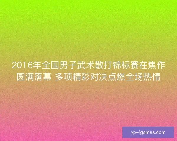2016年全国男子武术散打锦标赛在焦作圆满落幕 多项精彩对决点燃全场热情